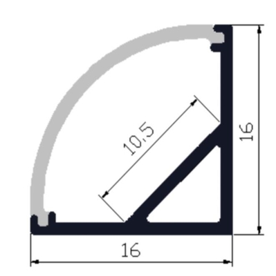 6063 Led Strip Lekki profil aluminiowy 16 x 16 mm ognioodporny