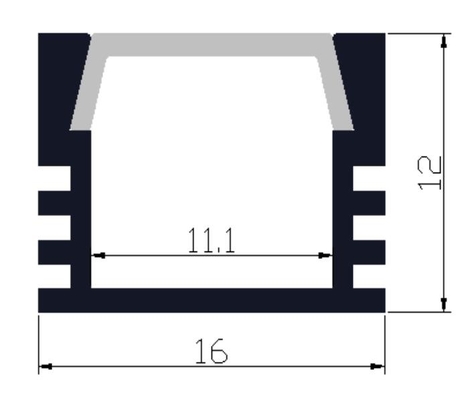 Aviation 6063 Aluminiowy kanał profilowy Led 16 x 12 mm kanał świetlny taśmy
