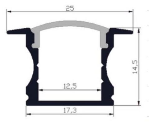 Profil aluminiowy do montażu wpuszczanego LED 25 X 14,5 mm RoHS