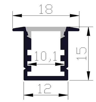 6063 Profil aluminiowy LED Light 18 X 15 mm Profil wpuszczany LED