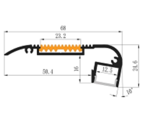 Anodowany profil aluminiowy LED Light 6063 68x24.6mm do krawędzi schodkowej